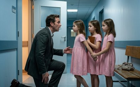 "We need to talk," the seven-year-old said, her voice soft but certain, as she stood beside her sisters in matching pink dresses outside a hospital room. The CEO had come to say goodbye to his ex — but when three little girls looked up at him with his own eyes, his entire world stopped. Then their grandfather showed up at his door with a lawyer, and everything they'd just begun to build hung in the balance.