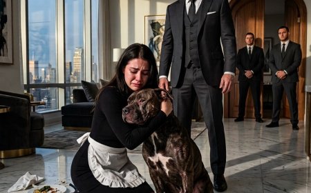 "Don't move," the mafia boss commanded as his hand moved toward his jacket. I was kneeling on his marble floor, a 100-pound pitbull trembling against my chest, tears streaming down my face. Because that wasn't just any attack dog — that was my puppy. The one stolen from my backyard seven years ago while I was at my father's funeral. And the moment I opened my mouth to sing a lullaby, the most dangerous man in Manhattan lowered his weapon and said three words that changed everything...