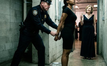 "Empty your pockets," the police captain ordered the black waitress in front of 300 gala guests. She placed her phone on the white tablecloth next to a plate of $40 filet. He picked it up, turned it over like evidence, and that's when her screen lit up with an incoming call from "Dad." He didn't notice the name on the screen — and he had no idea the man walking through the ballroom doors right now was about to end his 24-year career in a single sentence.