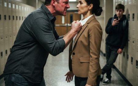 "Get your black hands off my son's grade," he said with his fist wrapped around her collar right there in the classroom doorway. She stood completely still, didn't flinch, didn't raise her voice, said absolutely nothing back. Then a 17-year-old student leaned against the wall outside — and hit record.