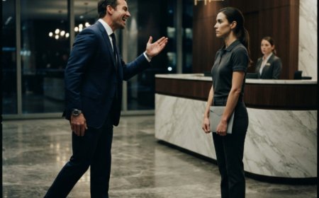 "My ex-husband laughed at my delivery uniform in the lobby of his office building. He had no idea I was there to sign the final papers making me the new co-owner of the entire 31-story tower. When I stepped onto that stage two hours later, the look on his face wasn't anger or disbelief — it was something far more painful for him to feel."