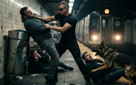 "We have a toll to stand on this platform," the mugger laughed, circling the blind man and his service dog in the flickering subway station. I thought it was over when the train rumbled in the distance. Then the blind man dropped his cane, spoke one word in German — and the four armed thugs realized they had just locked themselves in a cage with a Navy SEAL.