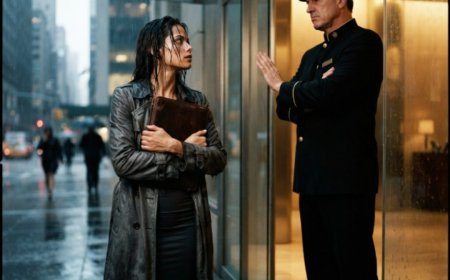 "She didn't open it," the doorman said flatly, watching the woman in the worn gray coat stand in the rain. He'd already decided what she was before she walked up. But when the managing partner came down to the lobby herself — not to thank her, but to ask one question — the answer she gave changed everything. Because sometimes the right thing doesn't announce itself. It just shows up in an old Honda with a missing button, 40 minutes late, and refuses to take a reward.