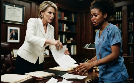 "Get your black ass out of my office," Dean Morrison screamed, ripping Emma's scholarship papers in half right there at the desk. She was just a nursing student who'd missed her final exam to save a stranger bleeding on the sidewalk. Then the woman Emma saved stepped out of a black helicopter three days later — and the university had no idea what was about to hit them.