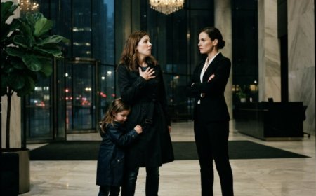"The secretary blocked us from entering the building — claimed my husband already had a wife and son upstairs. My six-year-old daughter looked at me with tears in her eyes and asked, 'Mommy, does Daddy not want me anymore?' That was the moment I stopped being the quiet, supportive wife. I made one phone call, and everything they built on my back came crashing down."