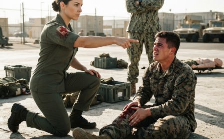 "Get her off my grinder," the lieutenant commander said loud enough for everyone to hear, watching the woman bleed onto his training deck. She was on one knee with shrapnel in her shoulder when she looked up and smiled — then cut her own sleeve away and taught the class herself. But when they opened her up in surgery, they found scars that didn't match her record... and a 14-month gap that nobody could explain.