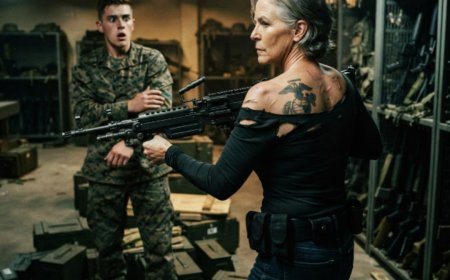 "Watch where you're going, old lady," the 21-year-old Marine recruit laughed as his food tray clattered across the mess hall floor. For six months, they'd mocked the silver-haired kitchen worker. Then base alarms shattered the morning calm. Hostiles breached the perimeter. And when the terrified young Marines looked for someone to lead them through the gunfire, the woman they'd been humiliating reached for a weapon they never saw her touch — and everything they thought they knew shattered in an instant.