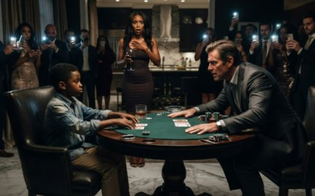 "Your mama gets fired tonight," the billionaire flicked poker chips at the 11-year-old's face as Manhattan's elite circled with their phones out. Everyone expected to watch a poor black child get humiliated in seconds. Then the kid looked up with eyes that had been cataloging every tell at these tables for three years — and a professional poker player stood up from his chair in disbelief.