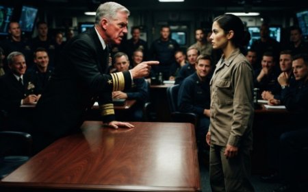 "Get this fraud out of my briefing room," the admiral roared, his finger shaking as he pointed at the small woman in the analyst uniform. Fifty-two officers watched her being dragged to the brig — but none of them noticed the way she moved, the scars on her wrists, or the quiet smile that flickered across her face. Then a nuclear submarine broke the ocean's surface against direct orders, a SEAL team emerged, and the entire carrier learned they had just imprisoned the deadliest operator in the Pacific.