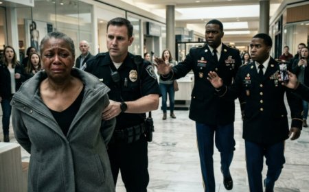 "Take your hands off our mother," the lieutenant colonel said from across the food court, still in his dress uniform. Geraldine Holloway had been standing in handcuffs for fifteen minutes, accused of stealing a watch she never touched. Then the automatic doors opened, and the twin sons she'd raised alone on a cafeteria worker's salary walked through them. And everything that happened next destroyed a mall security officer's career.