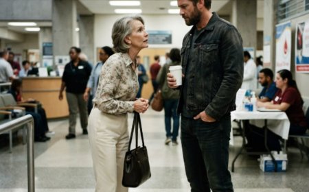 "Could you pretend to be my son for five minutes?" the elderly woman asked the single dad in the hospital atrium. He almost said no — his daughter was waiting by the exit. But something in her voice made him stop. He agreed, walked her to the blood drive table, and thought that would be the end of it. Then a volunteer handed her a card with today's date printed at the top. She went pale. "My son would have turned 40 today," she whispered. And the single dad realized he had just celebrated his own 40th birthday.