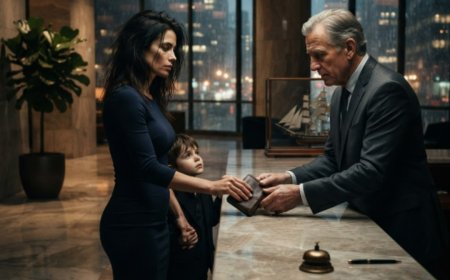 "I found this on the sidewalk," Scarlet said, placing a worn wallet on the reception counter of a billion-dollar company. She had walked two miles in the rain with her son to return it, not knowing she was being watched. Then the man who owned it stepped forward, opened it, and found every single dollar still inside. But what he did next left her stunned, because she refused his reward—and the reason changed his entire life.