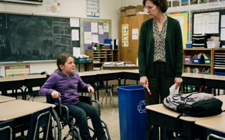 "False information," the teacher stamped on Khloe's sketchbook and dropped it in the recycling bin right in front of 30 kids. The 9-year-old in a wheelchair just sat there, refusing to cry, her drawing of her Navy SEAL father crumpled under red ink. She thought she was protecting him from the humiliation. She had no idea her father and his K9 were already pulling into the parking lot — and that teacher had just made a mistake that would dismantle her entire world.